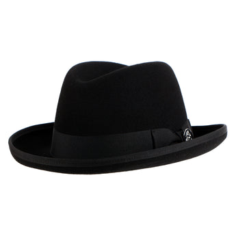 The Van King Godfather | Fine Australian Wool Hat with Curled Brim | Black