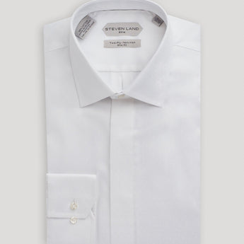 Dress Shirt Elite Collection | Tailored Fit Button Cuff Non-Iron for Men | White