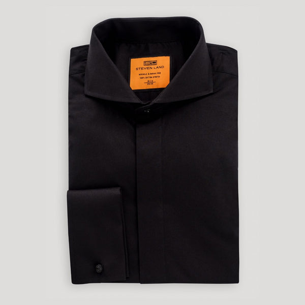 Poplin | Hidden Placket | Cutaway Collar | French Cuff | Black - 17.5 / 32/33 Poplin | Hidden Placket | Cutaway Collar | French Cuff | Black - 17.5 / 32/33