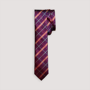 The Tartan Silk Tie | 100% Silk | Berry