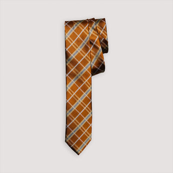 The Tartan Silk Tie | 100% Silk | Rust