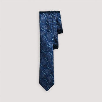 The Rio Paisley Silk Tie | 100% Silk | Navy