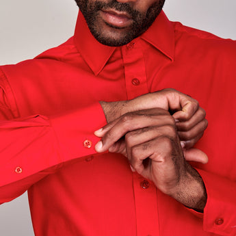 Poplin | Button Cuff | 100% Cotton | Red