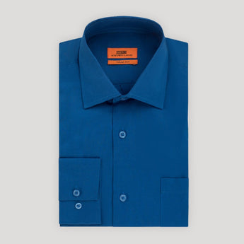 Poplin | Button Cuff | 100% Cotton | Blue