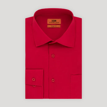 Poplin | Button Cuff | 100% Cotton | Red