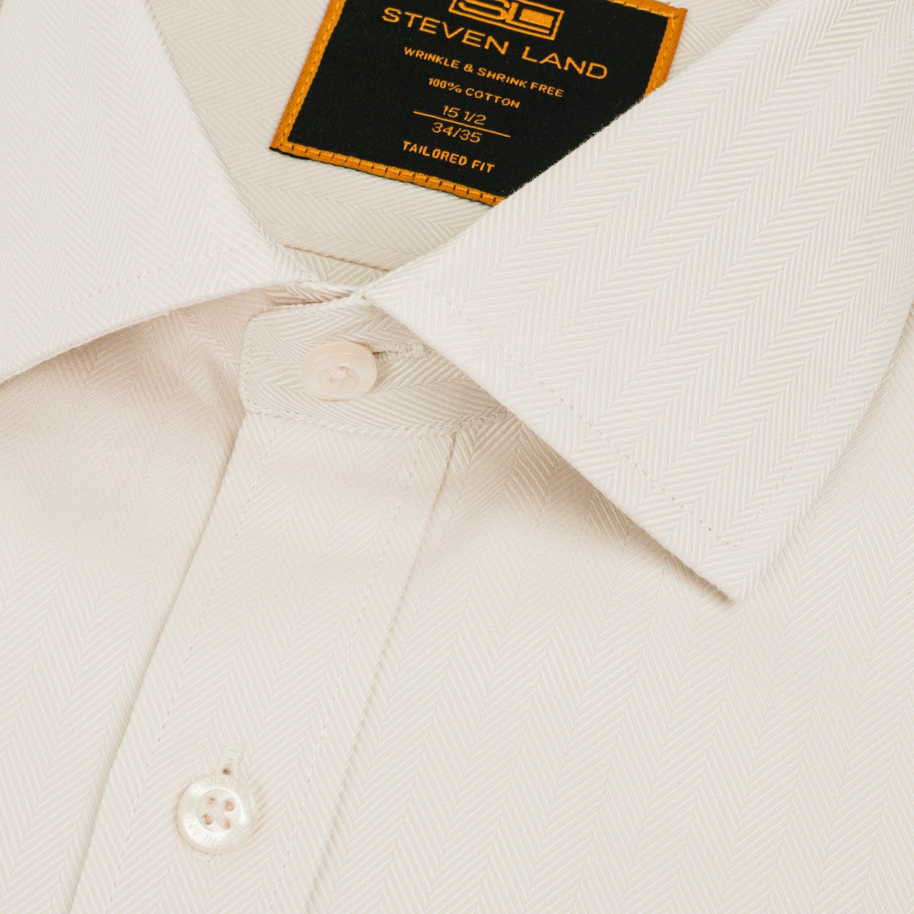 cream mens dress shirt The Regal Herringbone Shirt | Spread Collar