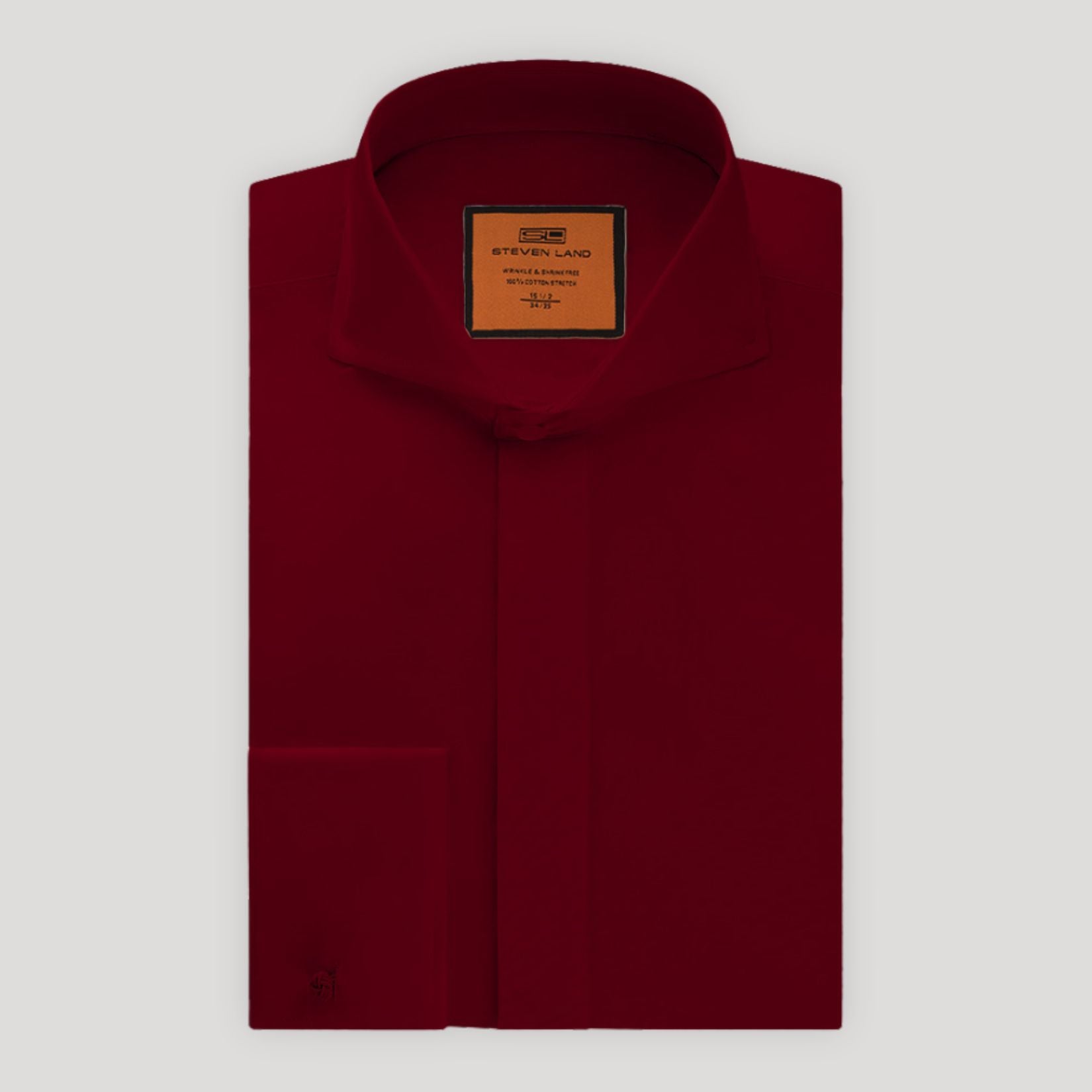 Poplin | Hidden Placket | Cutaway Collar | French Cuff | Burgundy ...