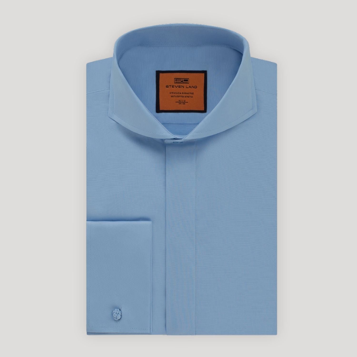 Poplin | Hidden Placket | Cutaway Collar | French Cuff | Light Blue ...