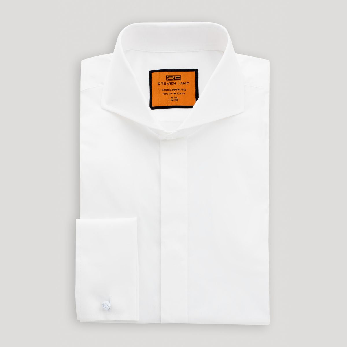 Collared Land Poplin | Hidden Placket | Cutaway Collar | French Cuff | White – Steven ...