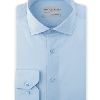 Dress Shirt Elite Collection | Easy Care | Slim Fit Button Cuff Non-Iron Shirt for Men | Blue
