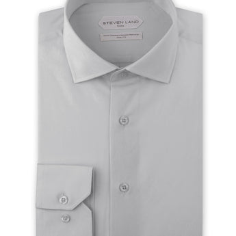 Dress Shirt Elite Collection | Easy Care | Slim Fit French Cuff Non-Iron Shirt for Men | Silver