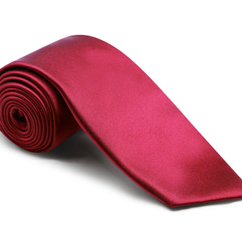 Steven Land Solid Essential Collection 100% Silk Tie and Matching Hanky - Burgundy Color