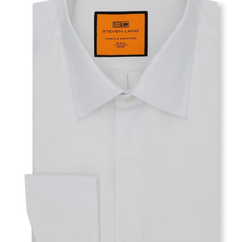 Steven Land Dress Shirt  | Slim & Classic | Diagonal Stripes | Tone on Tone Design | White