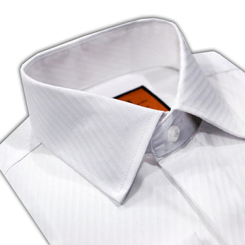 Steven Land Dress Shirt  | Slim & Classic | Diagonal Stripes | Tone on Tone Design | White