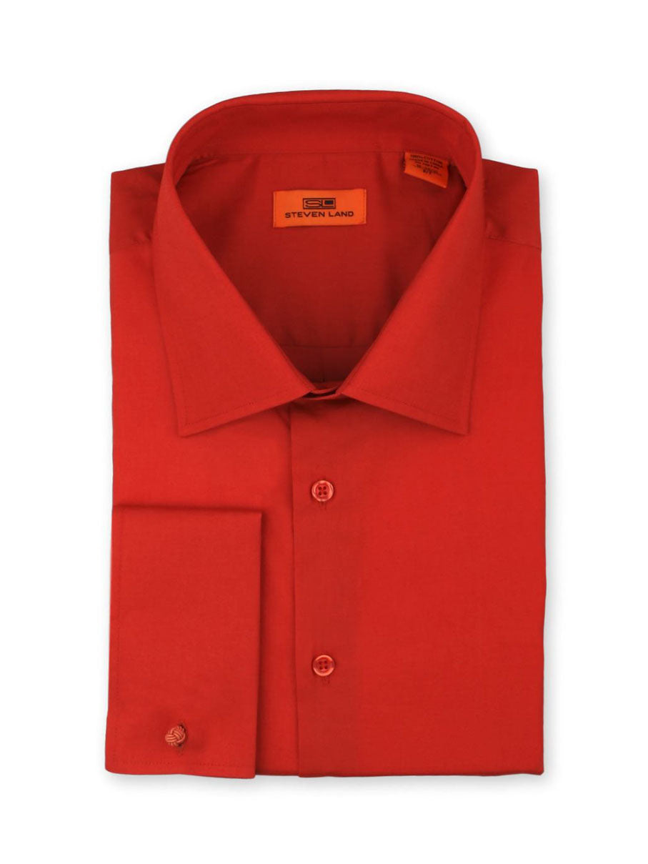 Steven Land Poplin Dress Shirt| French Cuff | 100% Cotton | Color Red ...