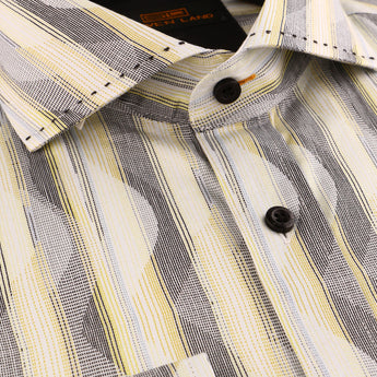 Steven Land | Linear Waves Dress Shirt | Yellow