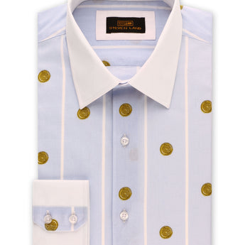 Steven Land | Greek Medallion Dress Shirt | Blue