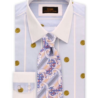 Steven Land | Greek Medallion Dress Shirt | Blue