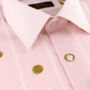 Steven Land | Greek Medallion Dress Shirt | Ibiza Pink