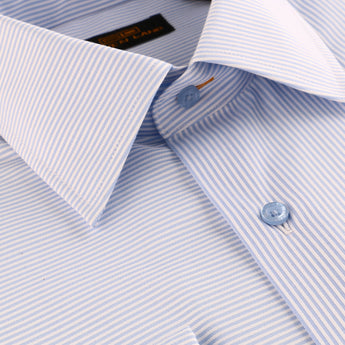 Unique Split Stripes Dress Shirt + Cufflinks | Blue