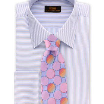 Steven Land | Unique Split Stripes Dress Shirt + Cufflink | Blue