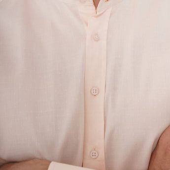 Banded Collar Textured Stretch Dress Shirt | Peach