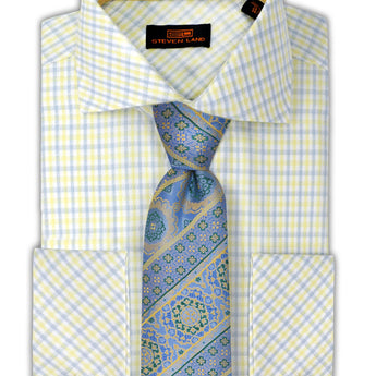 Steven Land Dress Shirt  | Trim and Classic Fit | Arlo 100% Cotton | Color Yellow