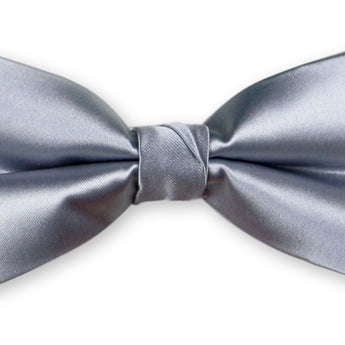 Essential Solid Bow Tie and Hanky Set - Silver
