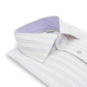 Steven Land Elite | Spread Collar Non-Iron Stripe Dress Shirt | Purple