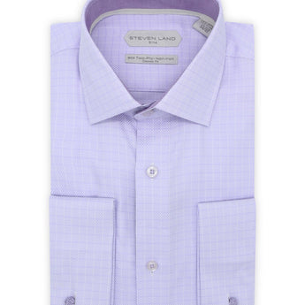 Steven Land Elite | Non Iron Weave Check Dress Shirt | Purple