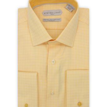 Steven Land Elite | Non Iron Weave Check Dress Shirt | Yellow