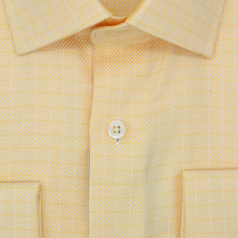 Steven Land Elite | Non Iron Weave Check Dress Shirt | Yellow