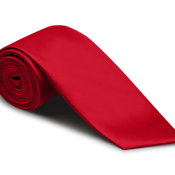 Steven Land Solid Essential Collection 100% Silk Tie and Matching Hanky - Red Color