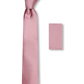 Steven Land Solid Essential Collection 100% Silk Tie and Matching Hanky - Pink Color