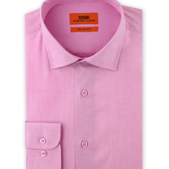 Steven Land | Berry Pink Dress Shirt | Slim Fit | Spread Collar | Barrel Button Cuff