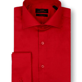 The Next Generation Satin | 100% Cotton | Modern Point Collar | Red